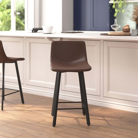 Flash Furniture 24" Chocolate Brown LeatherSoft Counter Stools, 2PK CH-212069-24-DKBR-GG